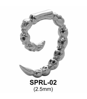 Skull n Bones Ear Spiral SPRL-02